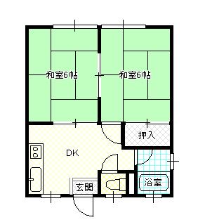 コーポ難波(2DK/2階)の間取り写真