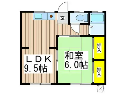 第二松園荘(1LDK/1階)の間取り写真