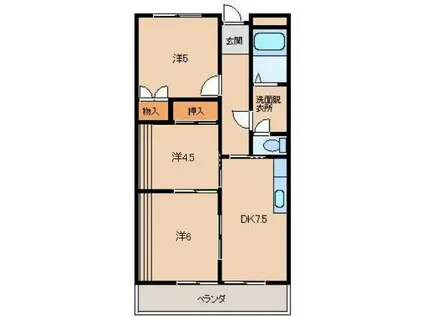 VIASACRA岩出(3DK/1階)の間取り写真