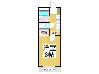 パインコート・七瀬(1K/1階)の間取り写真