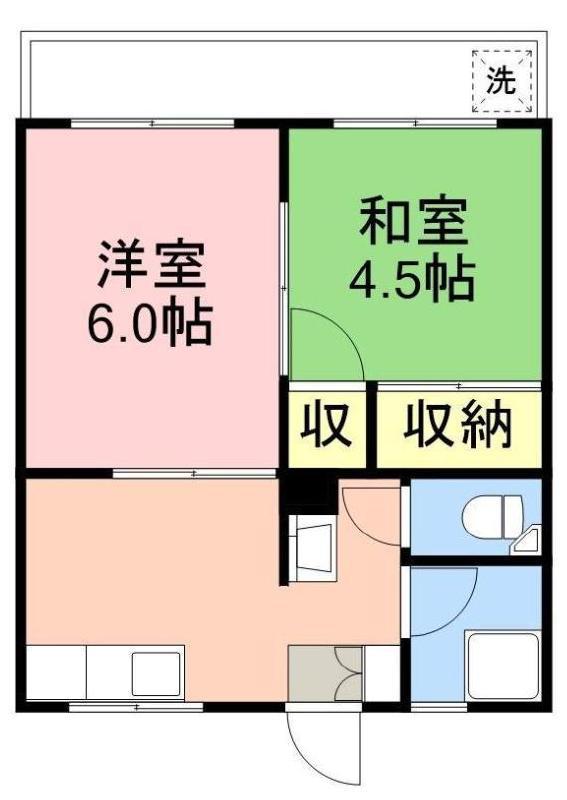 鈴木グリーンハイツA(2DK/3階)の間取り写真