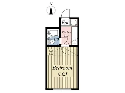 プラザドゥウインザー(1K/2階)の間取り写真