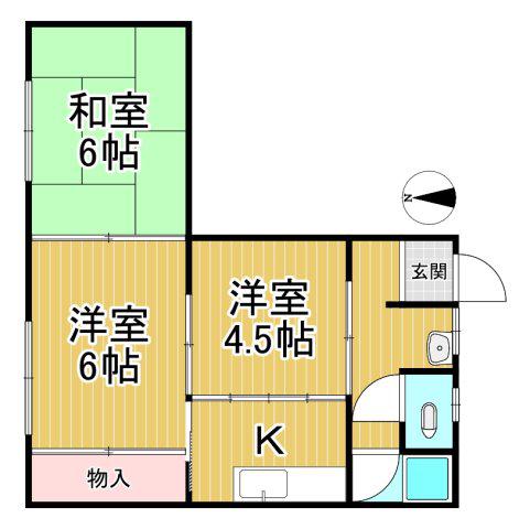 かつみ荘(3K/2階)の間取り写真