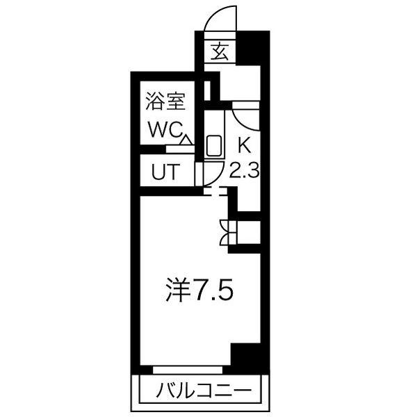 パークアベニュー札幌(1K/7階)の間取り写真