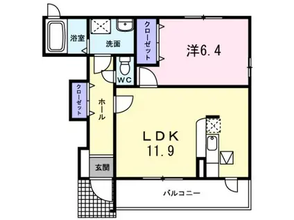 グロリオーサ I(1LDK/1階)の間取り写真
