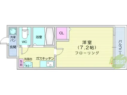 ジュネス角五郎 (1K/3階)の間取り写真