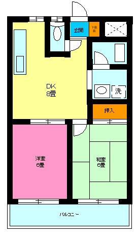 エステート野口(2DK/3階)の間取り写真