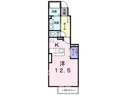 ブライトガーデンUNO(ワンルーム/1階)の間取り写真