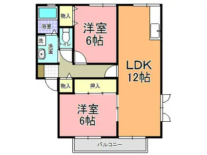 カサベルデ見川(2LDK/1階)の間取り写真