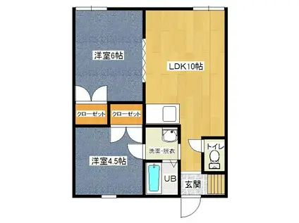 仙石マンション(2LDK/2階)の間取り写真