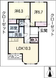 オアシスITOH(2LDK/2階)の間取り写真