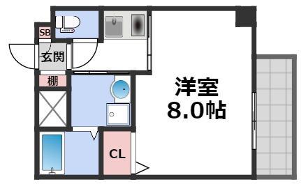 ラシーヌ天王寺(1K/2階)の間取り写真