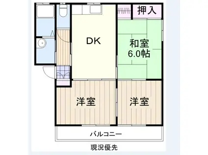 プチメゾンⅡ(3DK/1階)の間取り写真