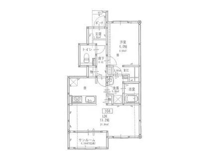 ひよりレジデンス岩井(1LDK/1階)の間取り写真