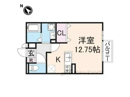 サンローズB棟(ワンルーム/1階)の間取り写真