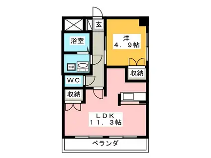 マリアージュ・R(1LDK/1階)の間取り写真