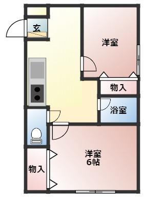 ハイツ新渡場A棟(2DK/2階)の間取り写真