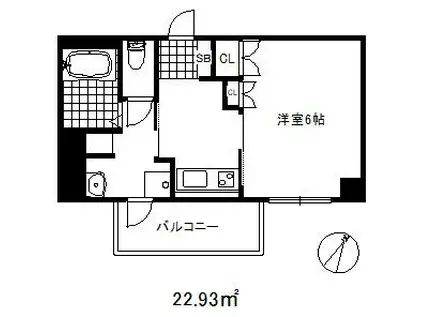 神戸元町ノア(1K/2階)の間取り写真