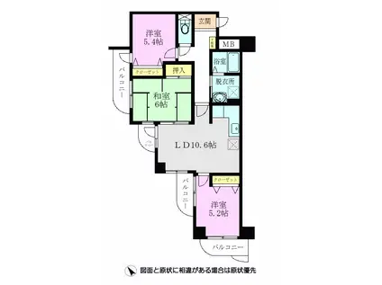 モーニングパーク朝霞(3LDK/5階)の間取り写真