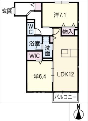 エスペランサI(2LDK/2階)の間取り写真