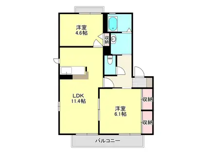 ウイングスサプライB(2LDK/2階)の間取り写真