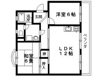 栗東ハイツ(2LDK/4階)の間取り写真