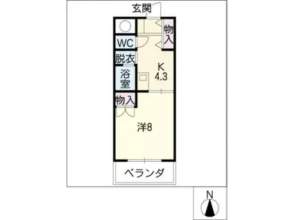 セピアコートII(1K/1階)の間取り写真