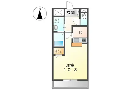 ピアリー外新(1K/2階)の間取り写真