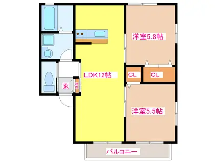 クレールソフィア(2LDK/2階)の間取り写真