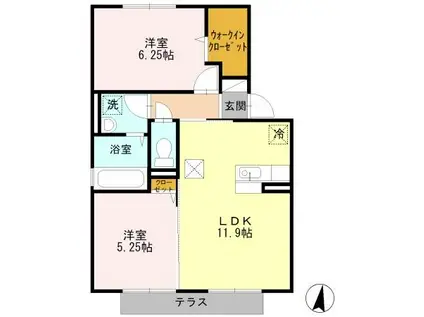 シャンクス(2LDK/2階)の間取り写真