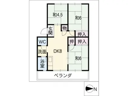 グリーンハイツよしだ(3DK/1階)の間取り写真