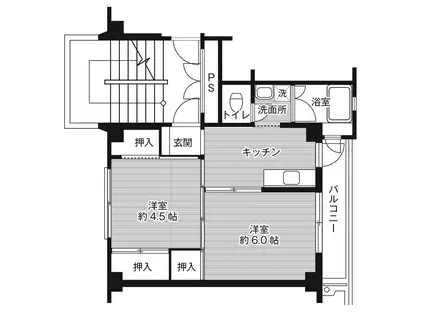 ビレッジハウス早島1号棟(2K/4階)の間取り写真