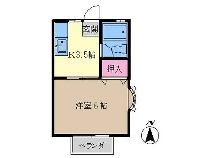 ハイツアキバ(1K/2階)の間取り写真