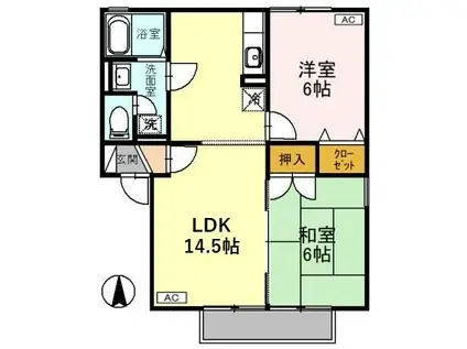 モンテベールE棟(2LDK/2階)の間取り写真