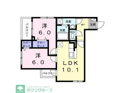 アリーサコート セント(2LDK/3階)の間取り写真
