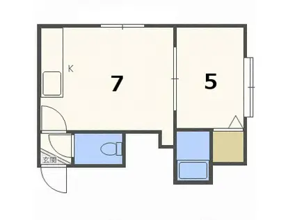 リア・クリスタル(1LDK/2階)の間取り写真