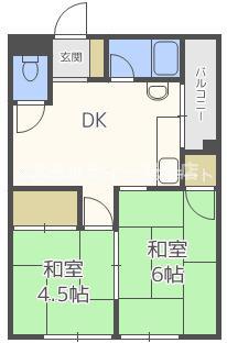 たきがわマンション(2DK/5階)の間取り写真