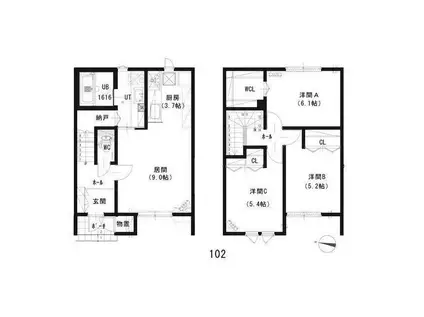ルミエールN44(3LDK/1階)の間取り写真