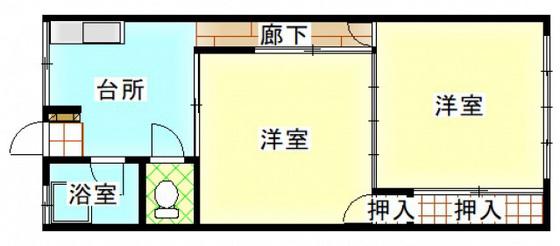 石田ビル(2DK/2階)の間取り写真