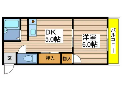 マンションフォレスト(1DK/3階)の間取り写真