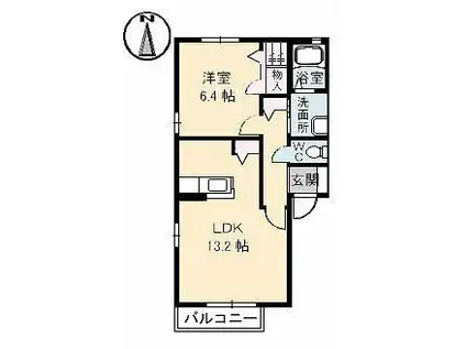 ひまわり(1LDK/1階)の間取り写真
