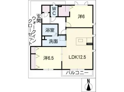 クレール長良 B棟(2LDK/2階)の間取り写真