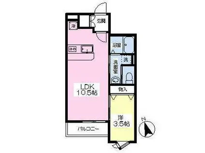 クリーン黒松(1LDK/1階)の間取り写真