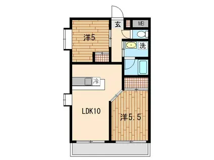 グランド・メゾン・ミディ(2LDK/1階)の間取り写真