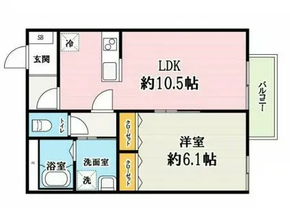 MAISON CALMA(1LDK/1階)の間取り写真