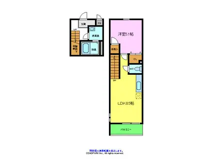 スリーハーブズ狭山1番館(1LDK/2階)の間取り写真