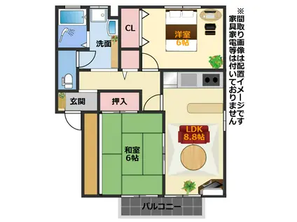 レイクサイド則貞(2LDK/1階)の間取り写真