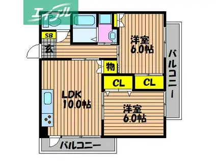 レジデンス齊藤II(2LDK/2階)の間取り写真