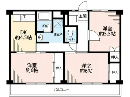ビレッジハウス幸田2号棟(3DK/3階)の間取り写真