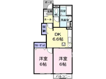 メゾン・アヴニールI(2DK/1階)の間取り写真